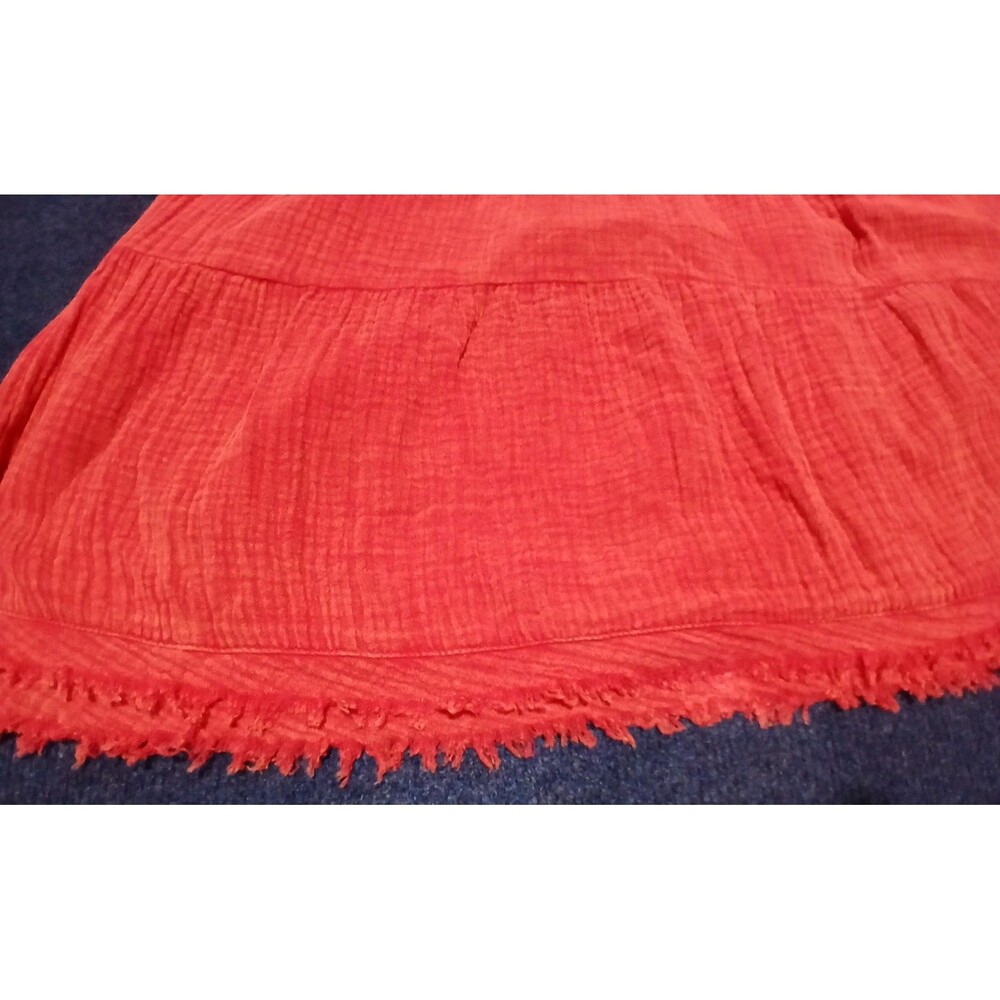 Umgee Faded out look  Red Dress with Ruffle short Sleeves Frayed hems Small - Picture 8 of 11